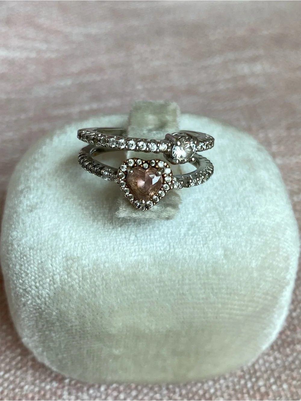 Michael Kors Sterling Silver Two-Tone Open Stack Heart Ring